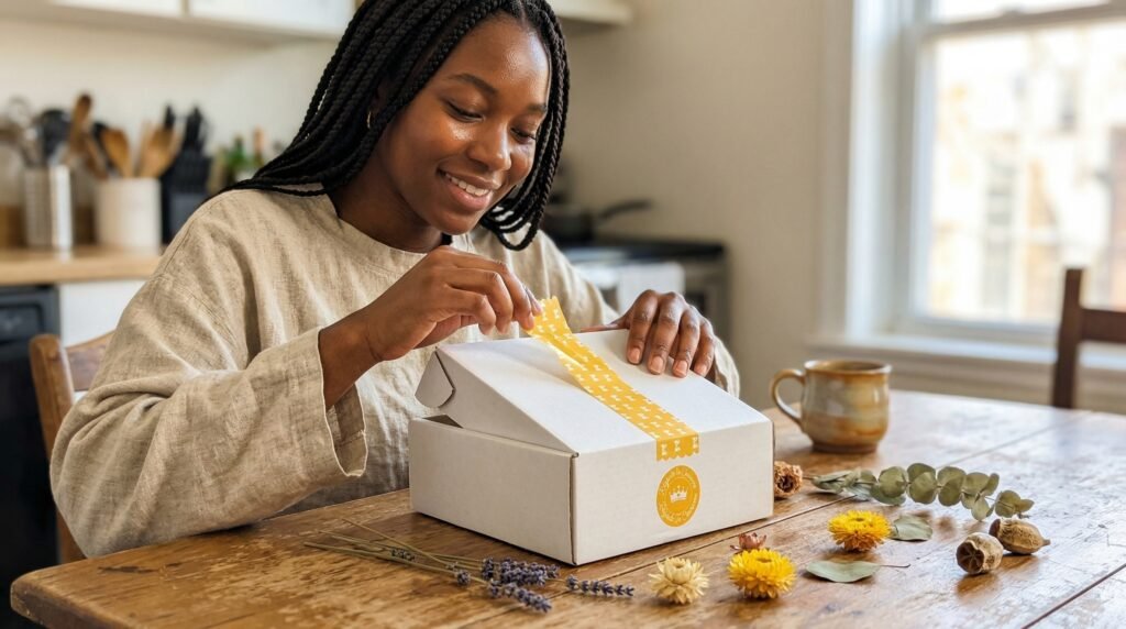 Box Réajuste Ta Couronne idée cadeau rupture amoureuse, coffret réconfort amie triste, box soutien moral femme, cadeau séparation originale.